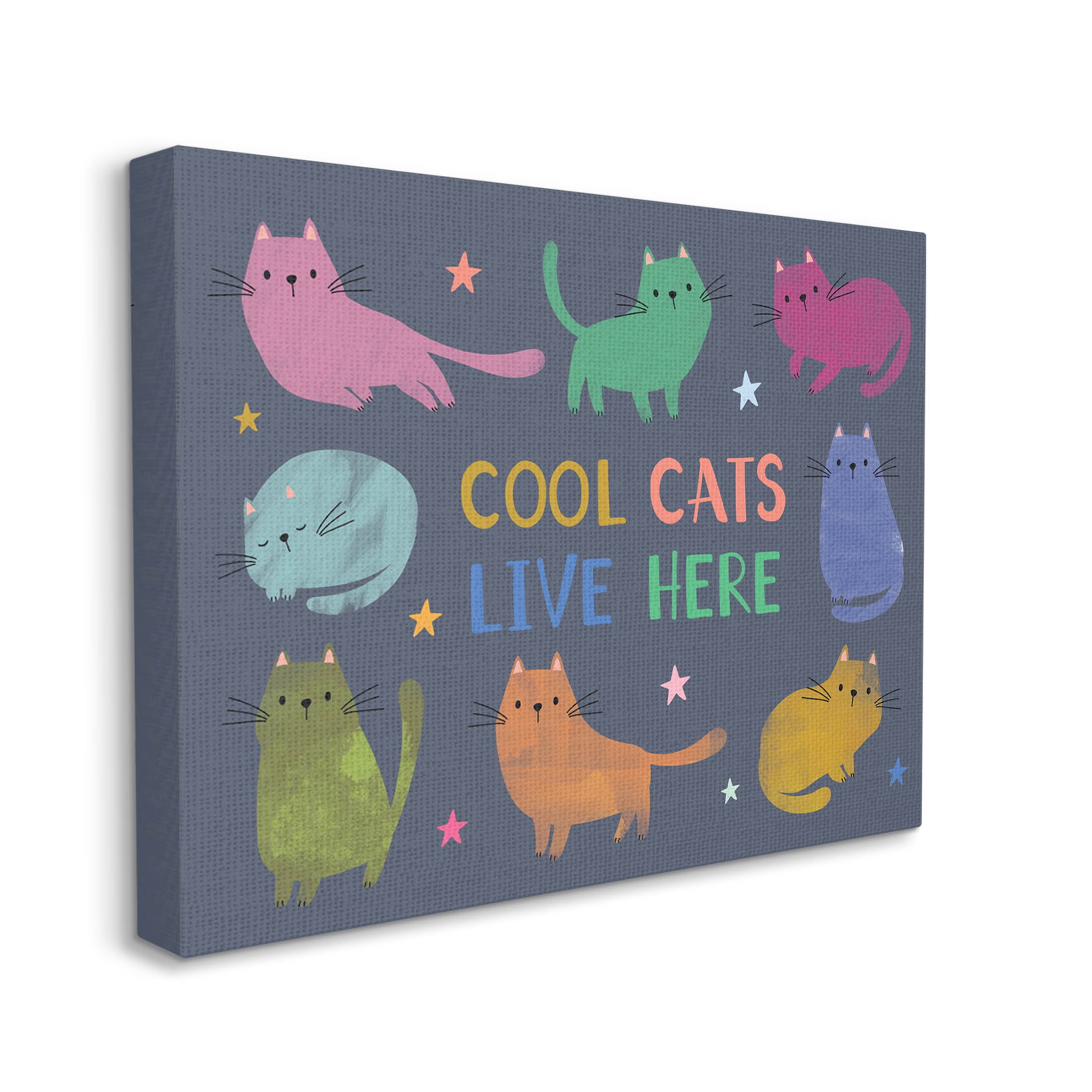 Cool Cats Live Here Phrase Animals & Insects Graphic Art Gallery Wrapped Canvas Print Wall Art