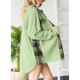 thumbnail image 4 of Womens Waffle Knit Plaid Shacket Boyfriend Button Down Shirt Jacket Loose Long Sleeve Tops, 4 of 4