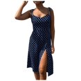 thumbnail image 1 of Vestido floral con encaje y estampado de lunares para mujer: gasa, largo hasta la rodilla, verano, playa y bodas, informal a formal, 1 of 5