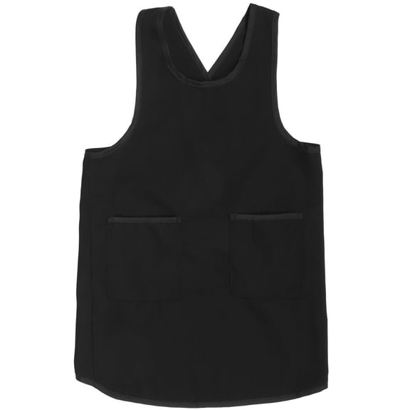 PTOOTP Work Apron Black Polyester 1 Piece Cross Back Vest Style Kitchen Use Apron