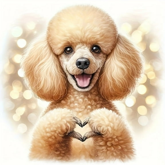 5D DIY Artificial Full Diamond Painting Set - Adult Beginner, Cute Pet Poodle Dog Theme for Home Wall Decor & Gift - Perfect for Art Lovers & Adults