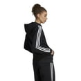 thumbnail image 2 of adidas 3-Stripes Fleece Full Zip Hoodie (Womens, Black/White 1, LG, One Size), 2 of 3