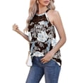 thumbnail image 4 of HAPIMO Women's Fashion Tank Tops Lace Crochet Clothes for Girls Boho Floral Print Tops Sleeveless Tees Pleat Flowy Tunic Blouses Halter Neck T-shirt Gray XXL, 4 of 7