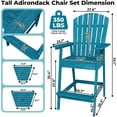 thumbnail image 4 of EastVita Outdoor Adirondack Barstools Set of 2 with Connecting Tray, Tall Balcony, Deck, Backyard Patio Bar Chairs, 4 of 7