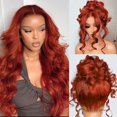thumbnail image 1 of Peluca La Denna Body Wave 360 con encaje frontal, color marrón rojizo, 24 pulgadas de alto, 1 of 7