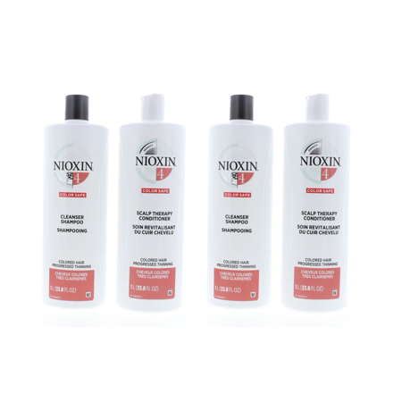 Nioxin System 4 Cleanser Shampoo, 33.8 oz 2 Pc, Nioxin System 4 Scalp Therapy Conditioner, 33.8 oz 2 Pc