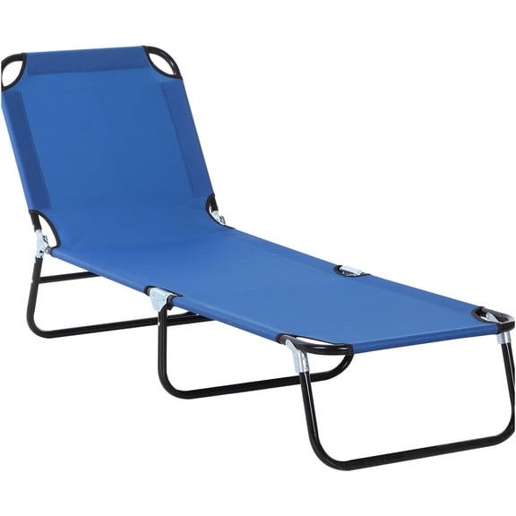 JERFIT 5-Position Adjustable Folding Chaise Lounge Chair, Outdoor Recliner Sun Bathing Pool Patio Beach Chair with Oxford Fabric, Portable Foldable Lawn Chair, Steel Frame, Blue