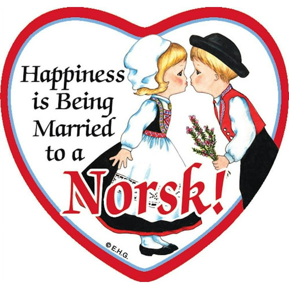 Oktoberfest Haus Multicolor Ceramic Tile Magnet Married to Norsk for Home Decor and Fridge Refrigerator Magnet