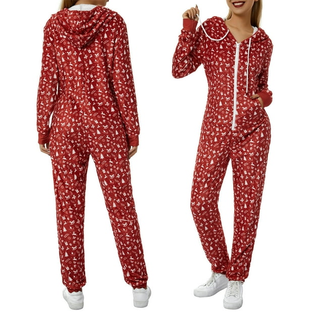 Wangscanis Combinaison une-Pièce pour Femmes, Tenue d'Intérieur, Imprimé Animal Cerf, Manches Longues