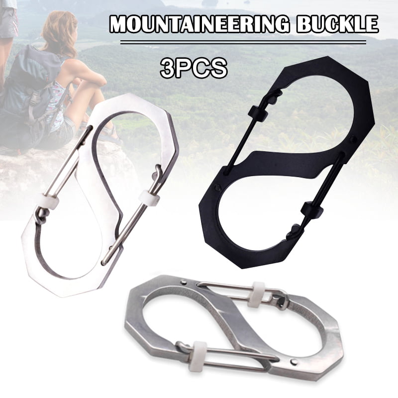10pc Small Carabiner Set w Key Ring Chain Wallet Hiking Biking Camping US Seller 