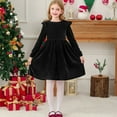 thumbnail image 4 of Long Sleeve Dresses for Kids Toddler Baby Girl Christmas Dress Velvet Doll Collar Long Sleeve Smocked Dress Fall Winter Clothes, 4 of 5