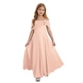 thumbnail image 3 of vastwit Flower Girl Off The Shoulder Party Dress A Line Floor Length Chiffon Junior Bridesmaid Dress Pink-A 6, 3 of 7