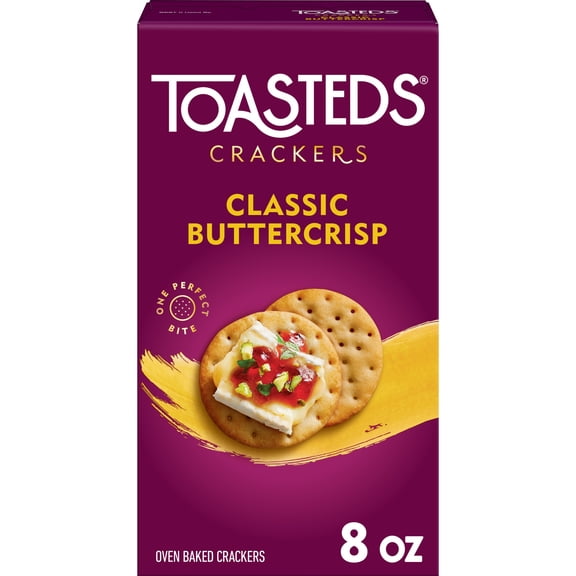 Toasteds Classic Buttercrisp Crackers, Party Snacks, 8 oz