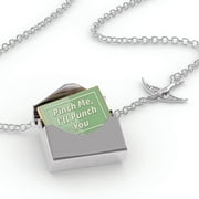 Locket Necklace Pinch Me, I'll Punch You St. Patrick's Day Modern Green in a silver Envelope Neonblond