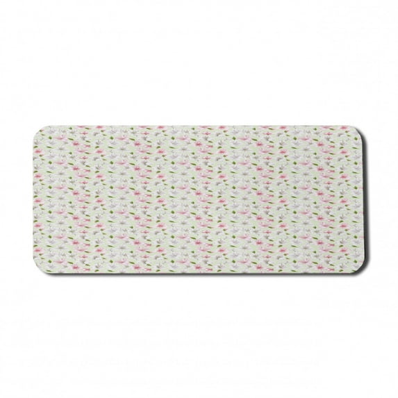 Floral Computer Mouse Pad, Lily of Incas Petals Peruvian Flourish Bloom Spring, Rectangle Non-Slip Rubber Mousepad X-Large, 35" x 15" Gaming Size, Multicolor, by Ambesonne