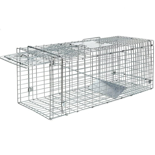 Cat Trap Cage 32"x13"x11" Live Animal Trap for Stray Cats Raccoon