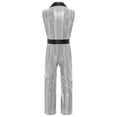 thumbnail image 2 of YiZYiF Men's Retro 70s Outfit Shiny Metallic Plaid Disco Costume Music Star Singer Dance Jumpsuit Silver M, 2 of 4