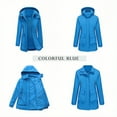 thumbnail image 5 of QHFBli Women's Lightweight Long Softshell Lined Jacket Anorak Raincoat With Removable Hood, 5 of 9