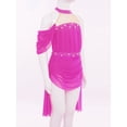 thumbnail image 5 of YiZYiF Girls Rhinestones Ruched Mesh Lyrical Ballet Dance Dress Dancing Party Jazz Latin Leotards Hot Pink 14, 5 of 7