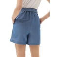 thumbnail image 6 of Women's Casual Comfy Bowknot Elastic Waist Shorts Stripes Summer Beach Pockets, 6 of 9