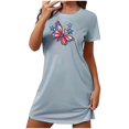 thumbnail image 3 of CFLVAEK 4th of July Nightgowns for Women Soft Short Sleeve Nightshirts Casual Summer Crewneck Sleepshirts Novelty USA Flag Graphic Sleepwear S, 3 of 7