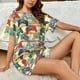 thumbnail image 4 of Fotbe Retro With Joysticks Conjunto de Pijama Estampado para Mujer, 2 Piezas, Ropa de Dormir con Camiseta de Manga Corta y Shorts Suaves-X-Large, 4 of 6