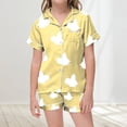 thumbnail image 2 of LUOGENLI Girls Pajamas Size 10-38 Silk Toddler Sleepwear Set Short Sleeve Pajamas for 2 3 Year Olds Comfortable Home Loungewear Girls Pajamas Size 7-16 Shorts Set Light Yellow Size 12-13 Years, 2 of 4