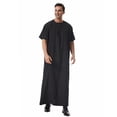 thumbnail image 4 of Fewfanhot Men's Long Sleeve Muslim Thobe, Solid Color Collared Kaftan Robe, Traditional Islamic Jubba, S-3XL, 4 of 9