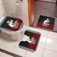 thumbnail image 5 of Abstract Bathroom Rugs Set Cartoon Style Cooks Black White Checkered Border Non Slip Absorbent Soft Bath Mats 3 Piece Set with Bathroom Rug, U-Shaped Floor Mat, Toilet Seat Cover Small Size, 5 of 9
