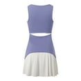 thumbnail image 4 of OSOLU Dresses Solid Color Women Casual Dress For Sport Yoga Sleeveless Style With Back Hollow Includes Built In Bra Pants With Pocket For Summer Activities Classic Sundress Flowy Vacation Dress, 4 of 8