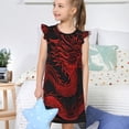 thumbnail image 4 of Gaeub Robe de Pyjama Dragon Rouge sur Fond Noir pour Filles, Vêtements de Nuit Confortables, Robe de Pyjama Imprimée pour Dormir, Vêtements de Détente, Fêtes-TG, 4 of 6