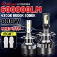thumbnail image 2 of Faros delanteros LED Dualvision H4 de 800 W, 3570 CSP LED H7 H1 H11 H8 9005 9006 HB3 HB4 H9 4300 K 6500 K 8000 K, 2 unidades de faros antiniebla minidiodo de 12 V, 2 of 4