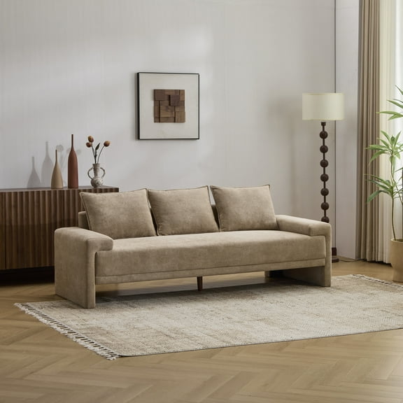 Christopher Knight Home 84.5" Modern 3-Seater Sofa, Upholstered Couch with Pillows, Solid Wood Frame, Nomad