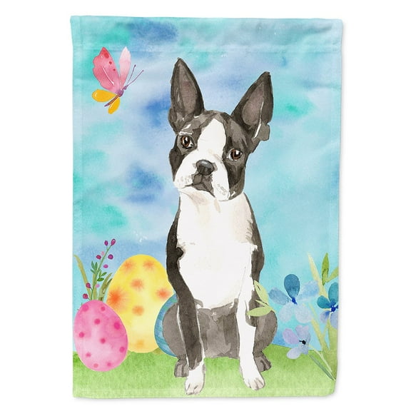 Carolines Treasures CK1923CHF Easter Eggs Boston Terrier Flag Canvas House Size  Large multicolor