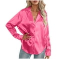 thumbnail image 1 of FAIWAD Womens Long Sleeve Tunic Tops V Neck Button Down Color Block Casual Basic Pullover Tops, 1 of 6