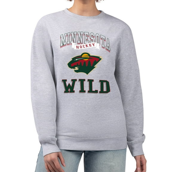 Women's G-III 4Her by Carl Banks Heather Gray Minnesota Wild Team Logo Tri-Blend Fleece Pullover Sweatshirt