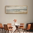 thumbnail image 4 of Large Framed Canvas Print Tranquil Ocean Waves with Soft Blue and Beige Tones Wall Art Decorative Ready to Hang Painting for Living room Bedroom - 60"x20" Natural Frame, 4 of 7