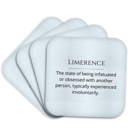 3drose, Limerence and Its Meaning Typography, Set of 4 Coasters - Soft