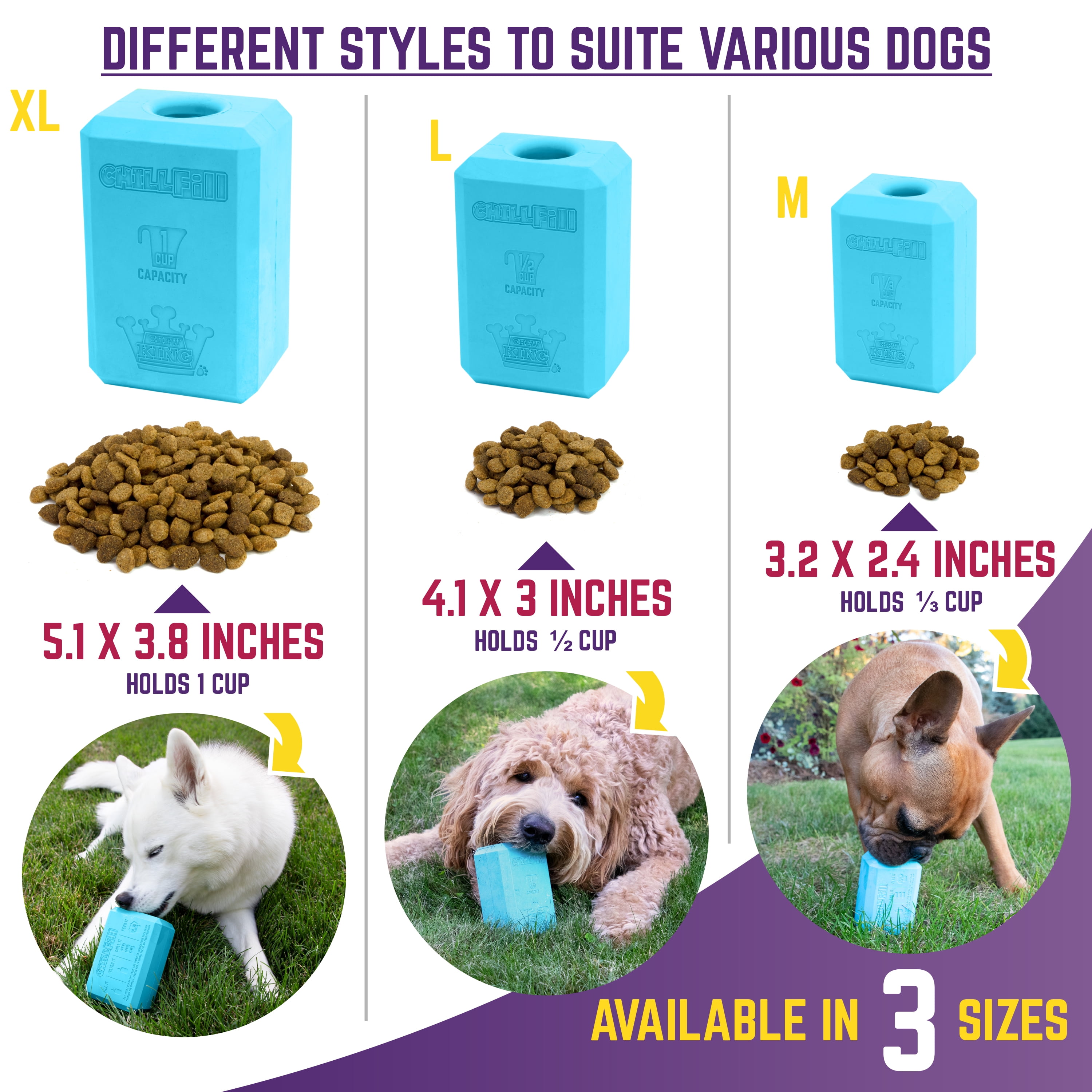 Chew King By Mammoth Premium Treat Dog Toy, Large, Natural Rubber Fillable