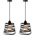 thumbnail image 1 of Juego de 2 lámparas colgantes modernas y creativas, lámpara de techo con diseño en espiral en cascada, lámpara colgante vintage de metal E27 para dormitorio y sala de estar, 20 cm (negro), 1 of 5