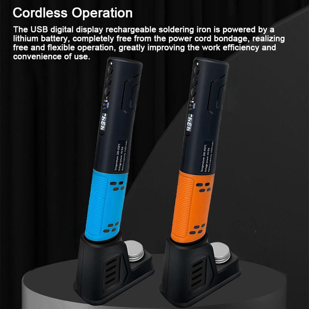 Yajisi Portable Smart Soldering Iron 200‑450℃ USB Rechargeable Pen with LED Display & Light, 1500mAh Battery, Fast Heat, Replaceable Tip, Cordless & Multi‑Source Charging