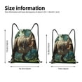 thumbnail image 2 of Kdxio Green Forest Dinosaur Print Drawstring Backpack Bag,Waterproof Draw String Back Sack, Gym Drawstring Bags Swim Bag For Unisex, 2 of 5