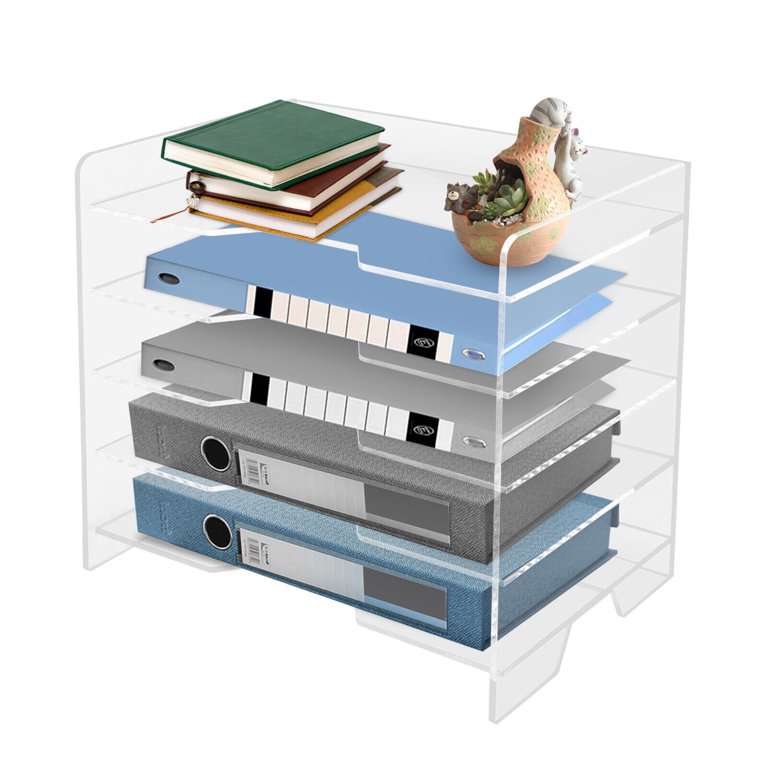 File Organizer, 5 Tier Desk Paper Sorter, Stackable Letter Tray, White