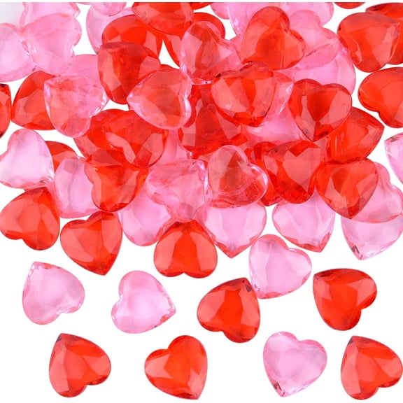 TETOU Acrylic Hearts Vase Fillers Red Pink Hearts Shaped Crystals for Table Scatter Wedding Valentine's Day Decor
