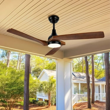 52'' Ceiling Fan with lights Remote Control 3 Blades Outdoor Ceiling Fan Walnut