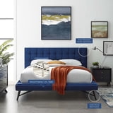 Julia Biscuit Tufted Upholstered Fabric Queen Platform Bed by Modway| Blue main image 1