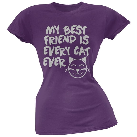 My Best Friend Is Every Cat Ever Purple Soft Juniors T-Shirt - Large