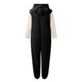 thumbnail image 6 of Moxiu Fleece Pajamas for Women Patchwork Color Block Winter Warm Sherpa Romper Non-footed Zipper Onesie Loungewear Pajama Homewear, 6 of 6