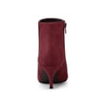 thumbnail image 6 of BLISSFUL STEP Women's Ankle Boots Kitten Heel Pointed Toe Side Zip Faux Suede Boots Burgundy 8, 6 of 7