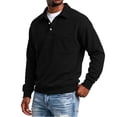 thumbnail image 5 of IAJDKMEK Men's Polo Collar Solid Long Sleeve Fleece Sweatshirt - Full Zip Pullover for Men, Fall Winter Top with Warm Inner,Black S, 5 of 6